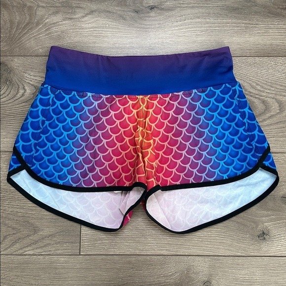 INKnBURN Pants - INKnBURN‎ Mermaid Scale Performance Lined Running Shorts Blue Red Size 6